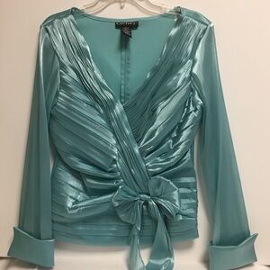 Cachet Women’s Formal Elegant Jacket Top~Shiny Aqua~Size 10